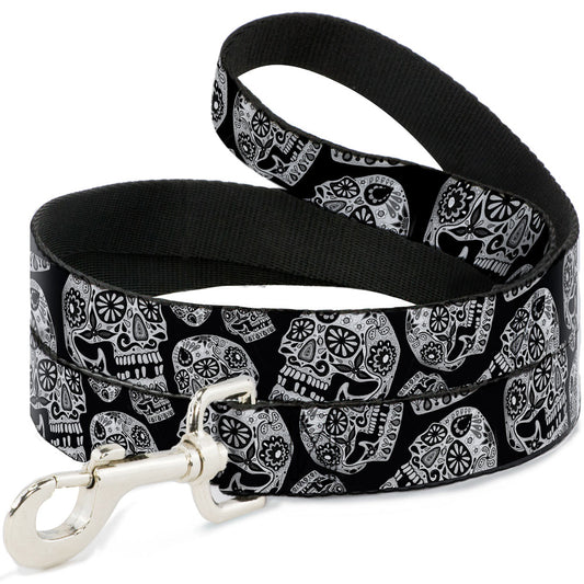 Dog Leash - The Dust of Living II Sugar Skulls Black/White