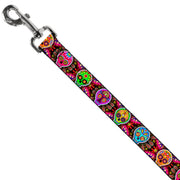 Dog Leash - Six Sugar Skulls Multi Color