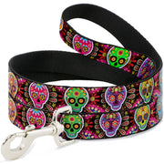 Dog Leash - Six Sugar Skulls Multi Color