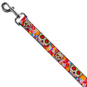 Dog Leash - Sugar Skull Starburst White/Multi Color