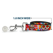 Dog Leash - Sugar Skull Starburst White/Multi Color