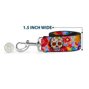 Dog Leash - Sugar Skull Starburst White/Multi Color