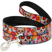 Dog Leash - Sugar Skull Starburst White/Multi Color