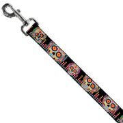 Dog Leash - Tranquility Beats Calaveras/Floral Equalizer Black/Multi Color