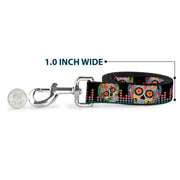 Dog Leash - Tranquility Beats Calaveras/Floral Equalizer Black/Multi Color