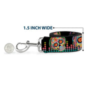 Dog Leash - Tranquility Beats Calaveras/Floral Equalizer Black/Multi Color