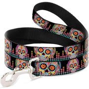 Dog Leash - Tranquility Beats Calaveras/Floral Equalizer Black/Multi Color