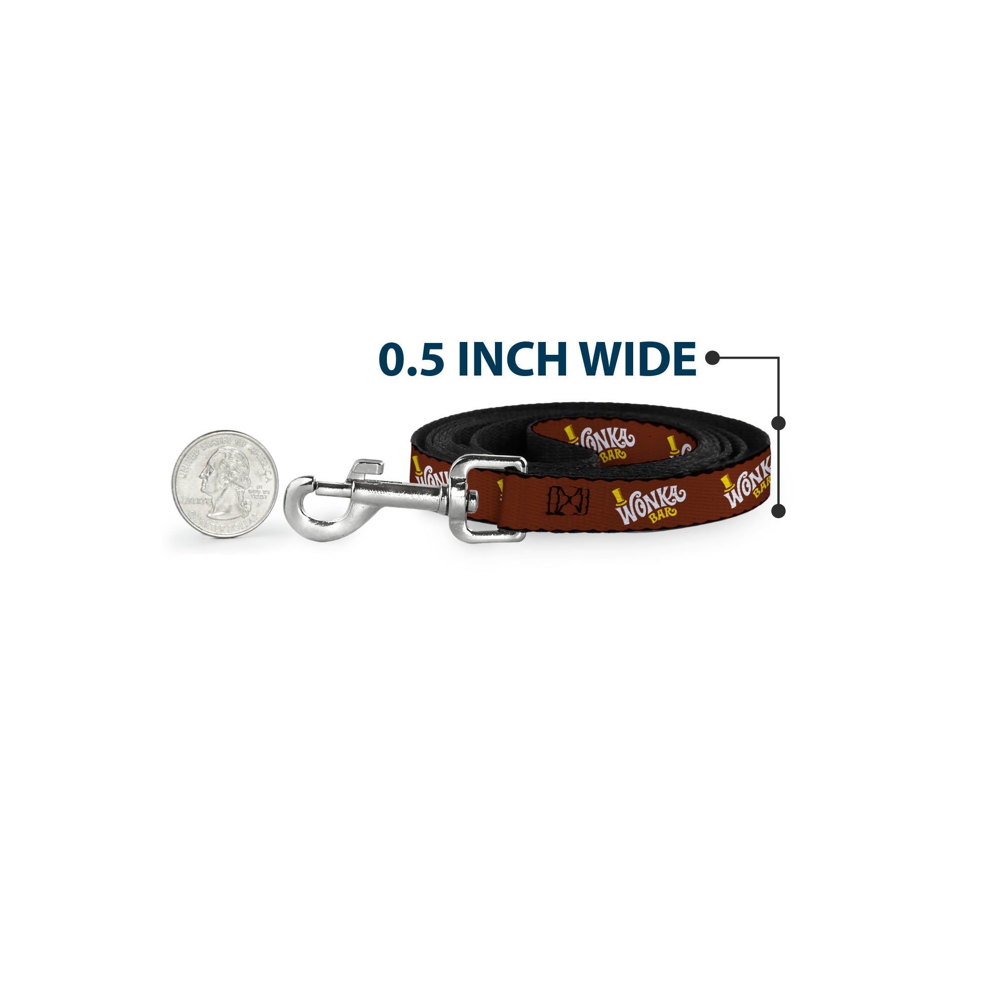 Dog Leash - Willy Wonka and the Chocolate Factory WONKA BAR Logo Brown/Yellow/White