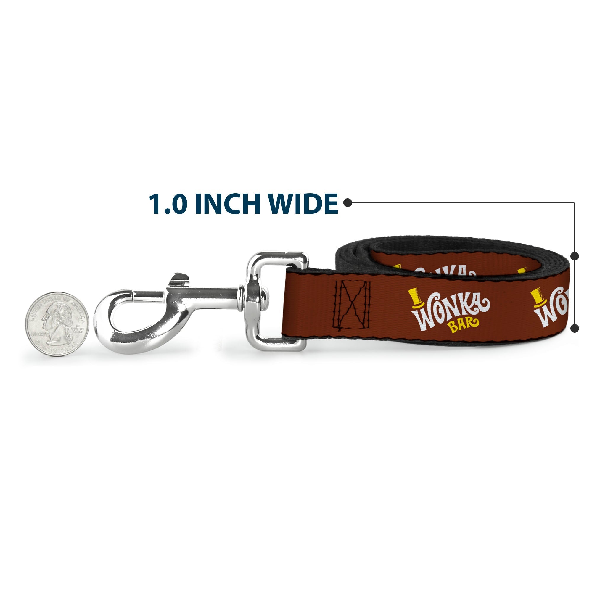Dog Leash - Willy Wonka and the Chocolate Factory WONKA BAR Logo Brown/Yellow/White