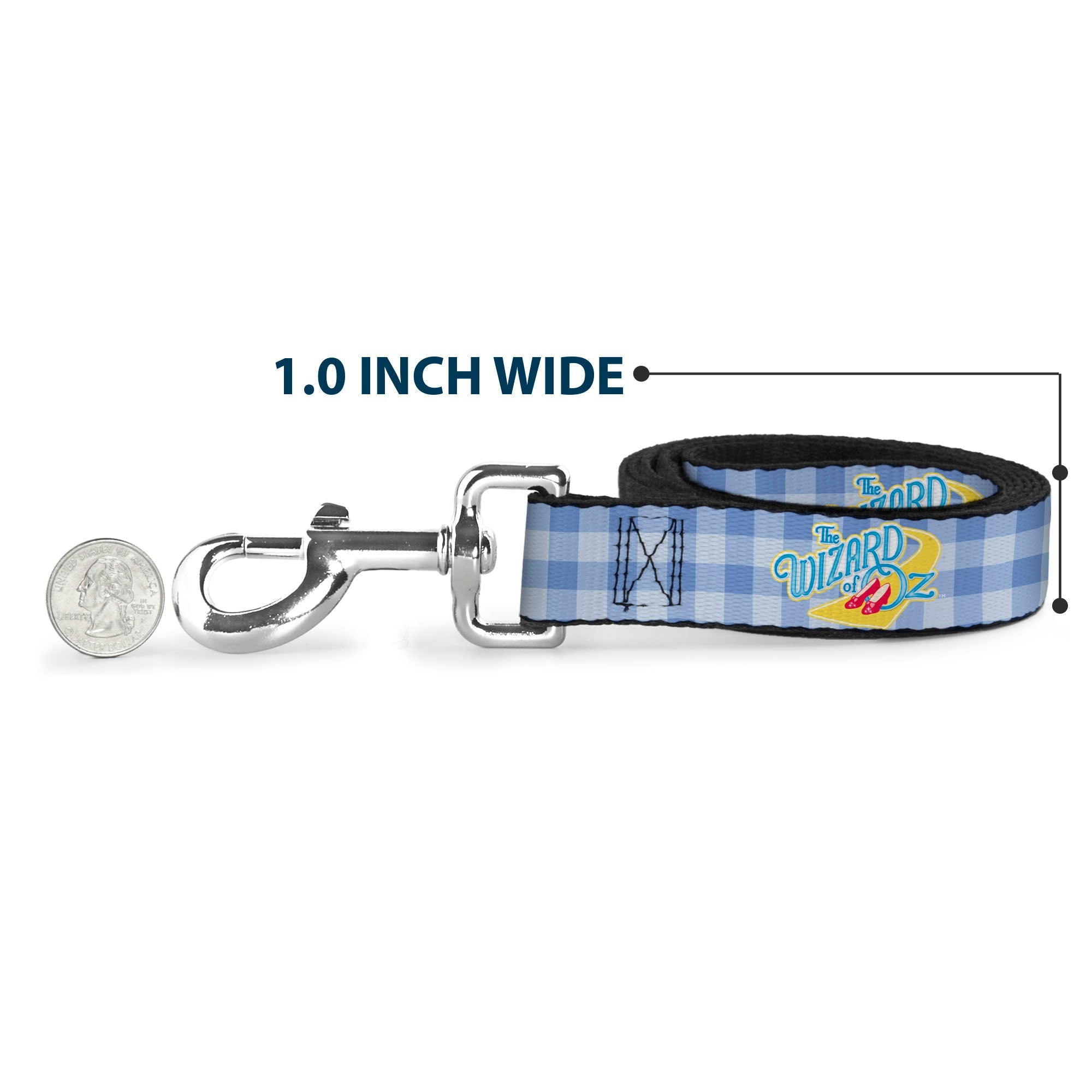 Dog Leash - THE WIZARD OF OZ Logo Gingham Checker Blues