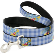 Dog Leash - THE WIZARD OF OZ Logo Gingham Checker Blues