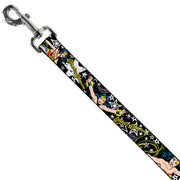 Dog Leash - Wonder Woman/StarsÂ Black/White