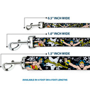Dog Leash - Wonder Woman/StarsÂ Black/White