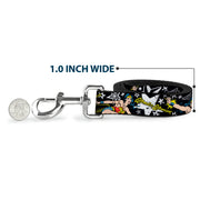 Dog Leash - Wonder Woman/StarsÂ Black/White