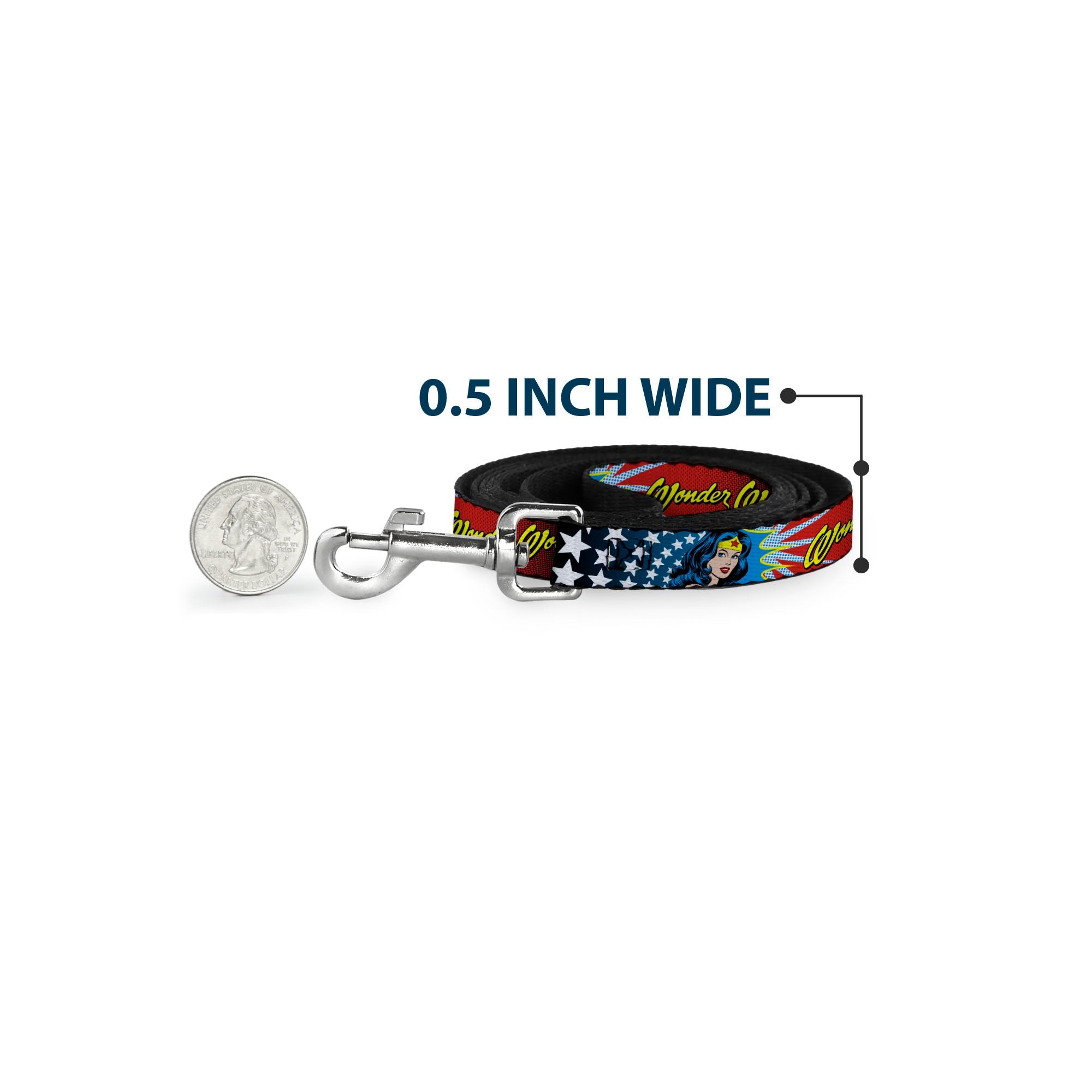 Dog Leash - Wonder Woman Face w/Stars