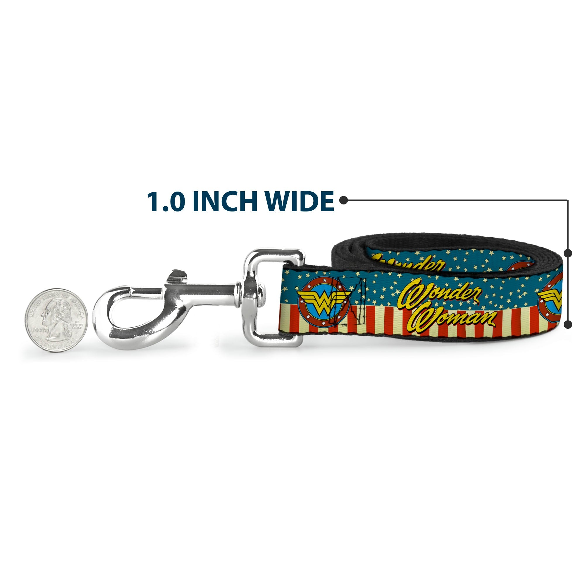 Dog Leash - WONDER WOMAN/Logo Americana Red/White/Blue/Yellow