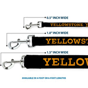 Dog Leash - YELLOWSTONE Text and Y Logo Weathered Black/Orange