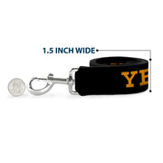 Dog Leash - YELLOWSTONE Text and Y Logo Weathered Black/Orange
