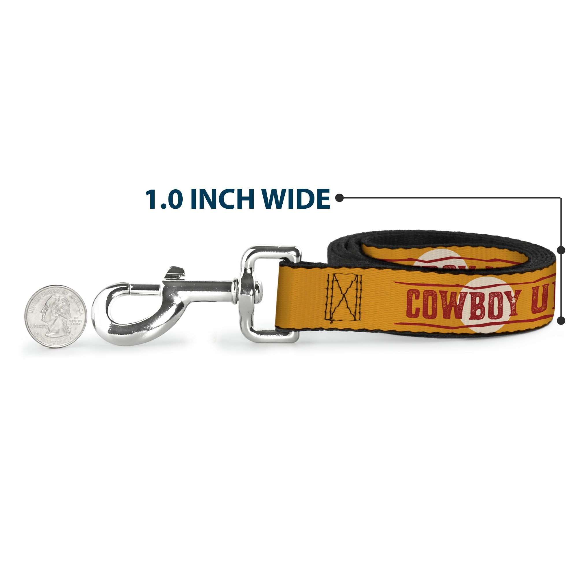 Dog Leash - Yellowstone Y Logo COWBOY UP Text Yellow/Red/White