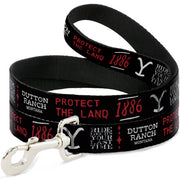 Dog Leash - YELLOWSTONE Dutton Ranch 1886 Icons Black/White/Red