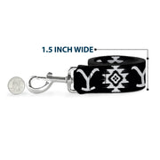 Dog Leash - Yellowstone Dutton Ranch and Native American Icons Black/White