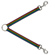 Dog Leash Splitter - Checker Black/Neon Rainbow