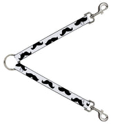 Dog Leash Splitter - Mustaches White/Black