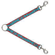 Dog Leash Splitter - BUCKLE-DOWN Shapes Red/Dot Turquoise/White