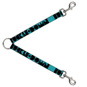 Dog Leash Splitter - BUCKLE-DOWN Shapes Dot Turquoise/White/Black