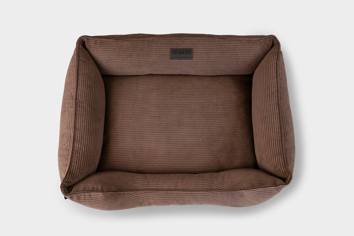 Bolster Beds Premium Chester & Lee | Fancy Corduroy Sleeper Dog Bed Brown