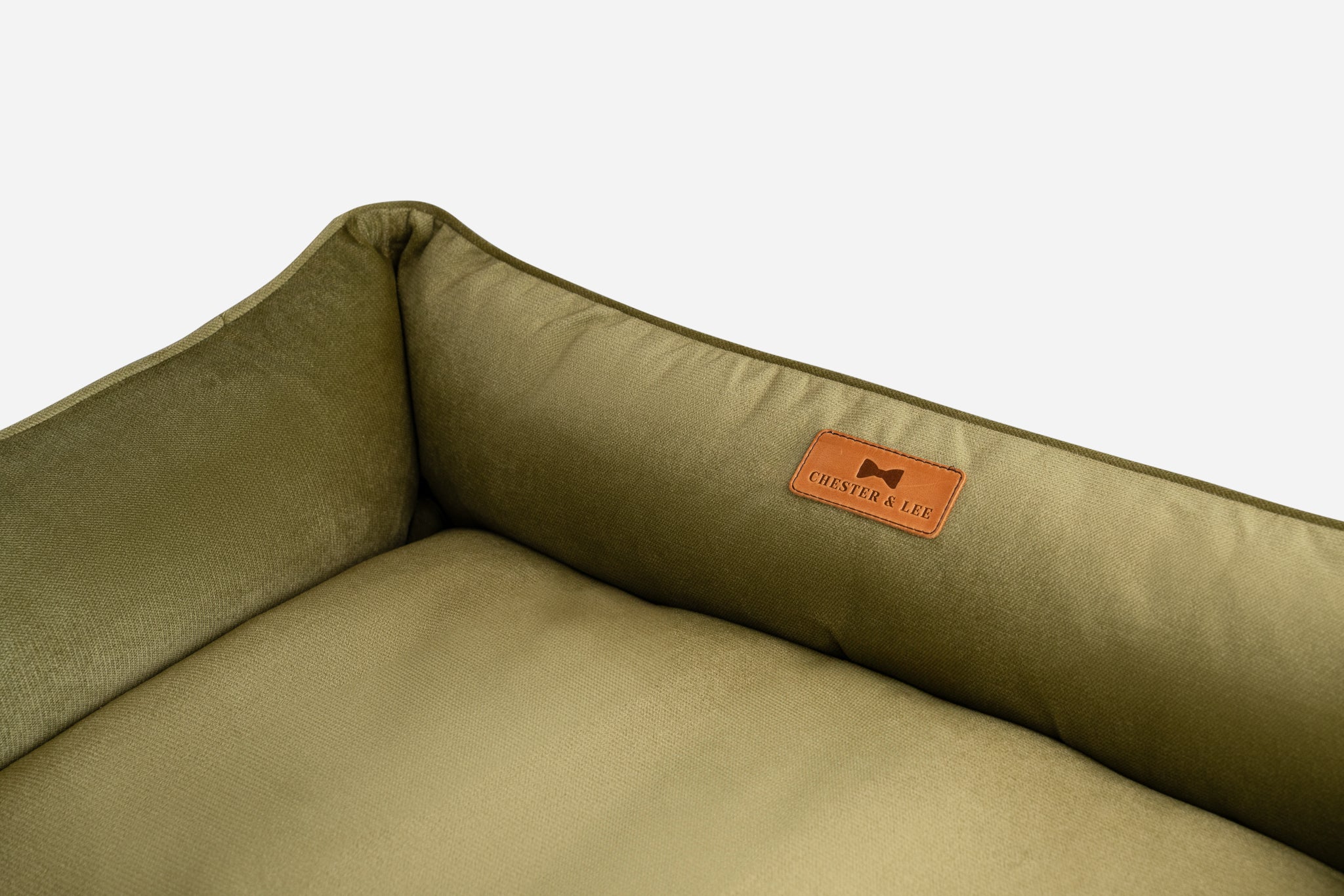 Bolster Beds Premium Chester & Lee | Vibrant Velvet Sleeper Dog Bed Olive