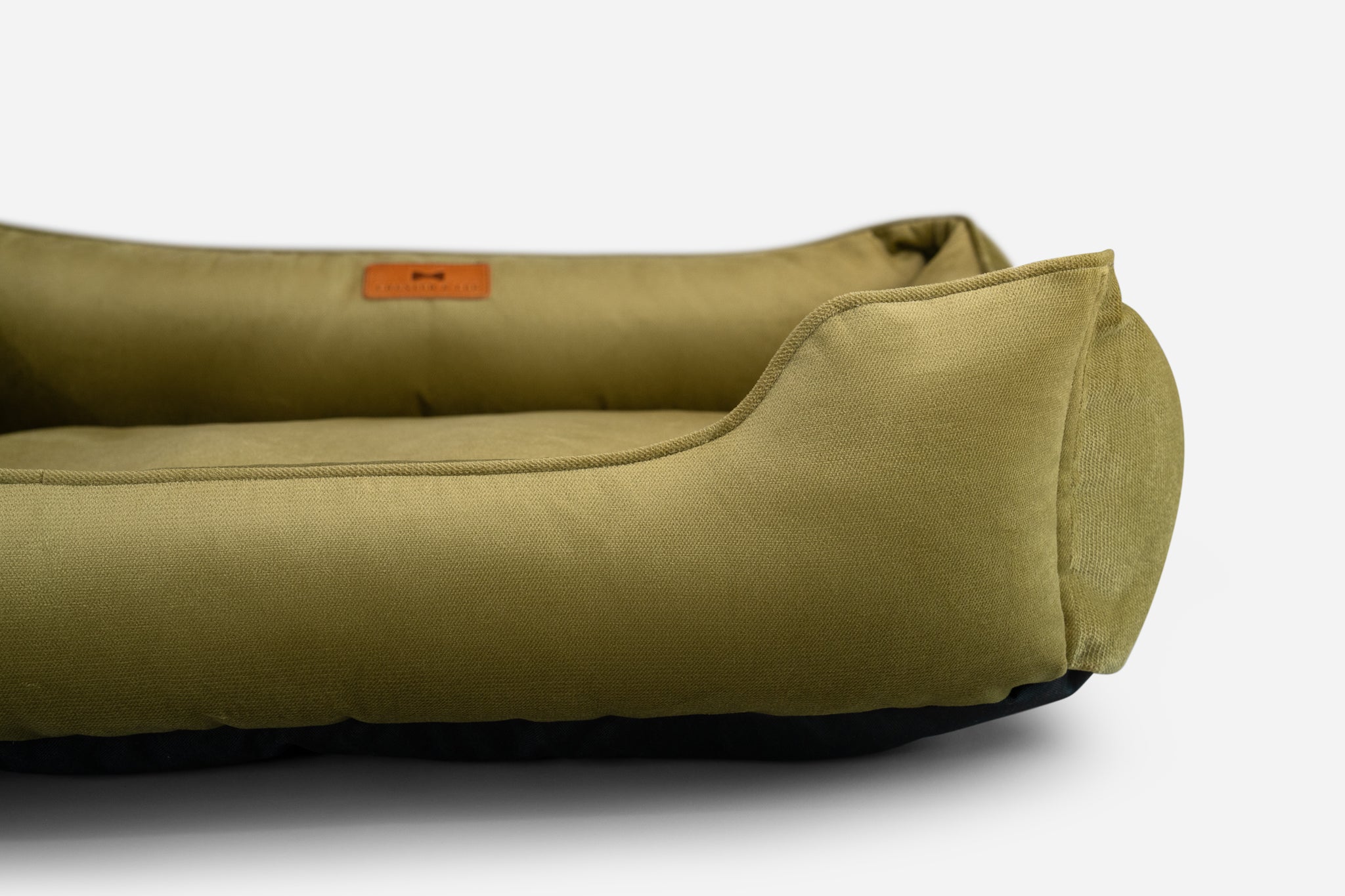 Bolster Beds Premium Chester & Lee | Vibrant Velvet Sleeper Dog Bed Olive