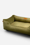 Load image into Gallery viewer, Bolster Beds Premium Chester & Lee | Vibrant Velvet Sleeper Dog Bed Olive
