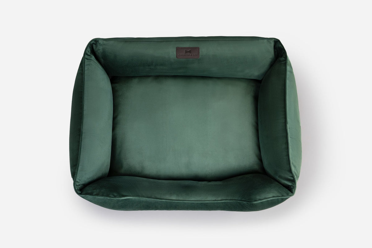 Bolster Beds Premium Chester & Lee | Classic Velvet Sleeper Dog Bed Green