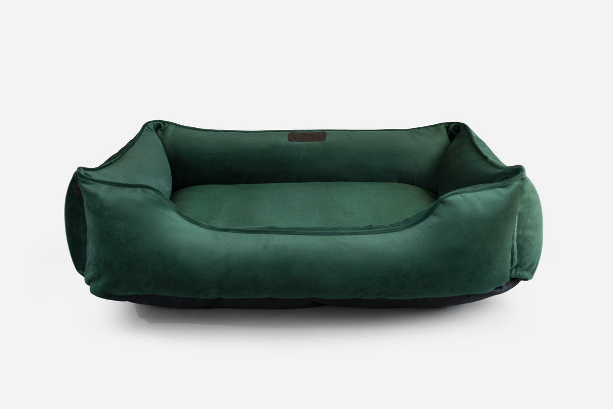Bolster Beds Premium Chester & Lee | Classic Velvet Sleeper Dog Bed Green