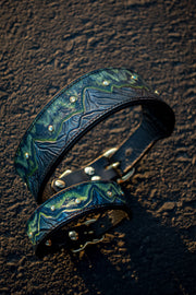 Aurora Borealis Leather Dog Collar 