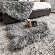 PupRug Faux Fur Orthopedic Dog Bed - Curve Charcoal Grey
