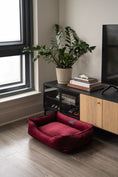 Load image into Gallery viewer, Bolster Beds Premium Chester & Lee | Vibrant Velvet Sleeper Dog Bed Wine

