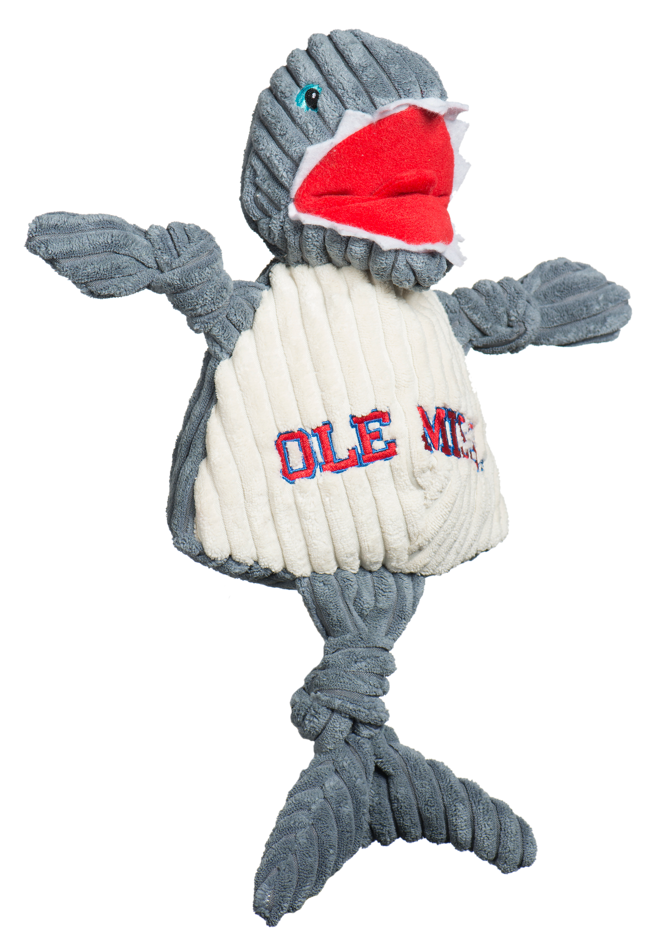 NCAA Ole Miss (U. of Mississippi), Tony Land Shark Knottie® Plush Dog Toy - image 3