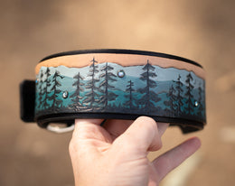 Mountain & Pine Trees Dog Collar (Misty Pines) 