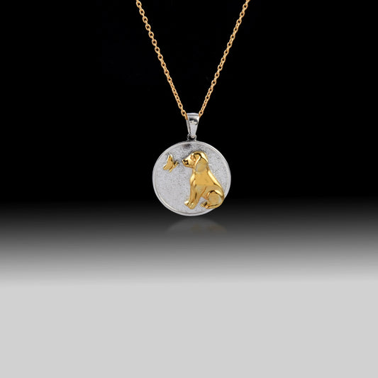 Dog Meets Butterfly Necklace- 925 Sterling Silver 18k Gold Plated