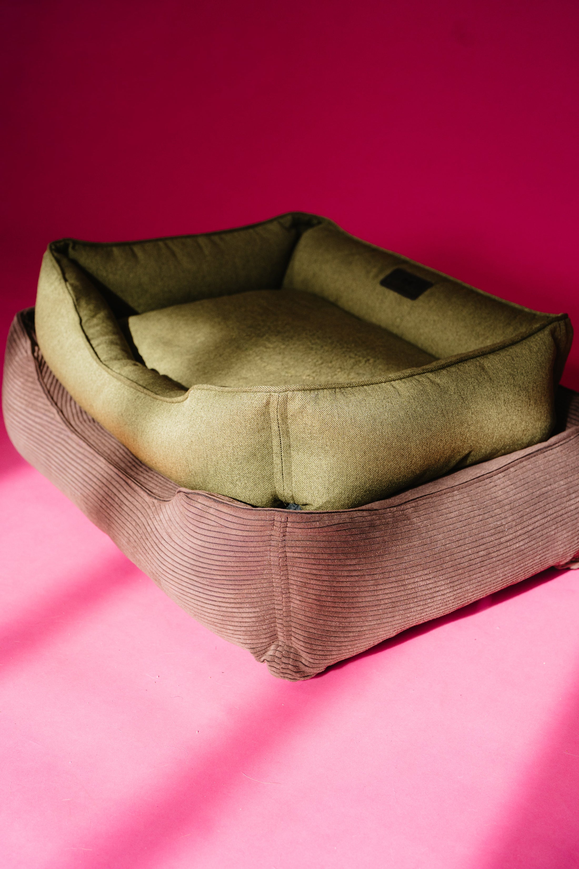 Bolster Beds Premium Chester & Lee | Fancy Corduroy Sleeper Dog Bed Brown