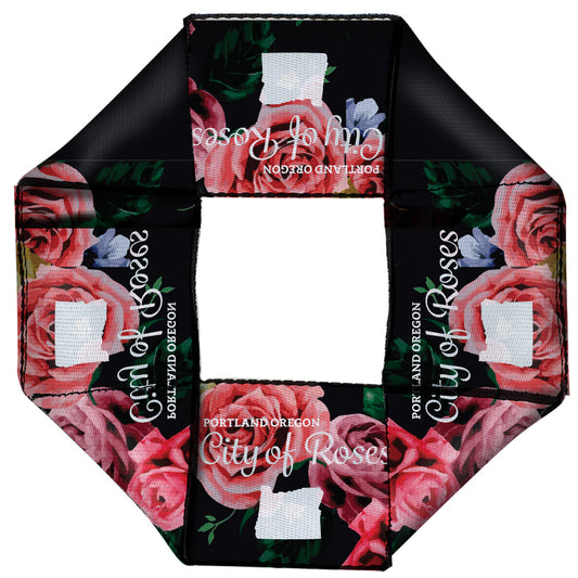 Dog Toy Squeaky Octagon Flyer - Oregon Silhouette/PORTLAND OREGON-CITY OF ROSES Roses/White