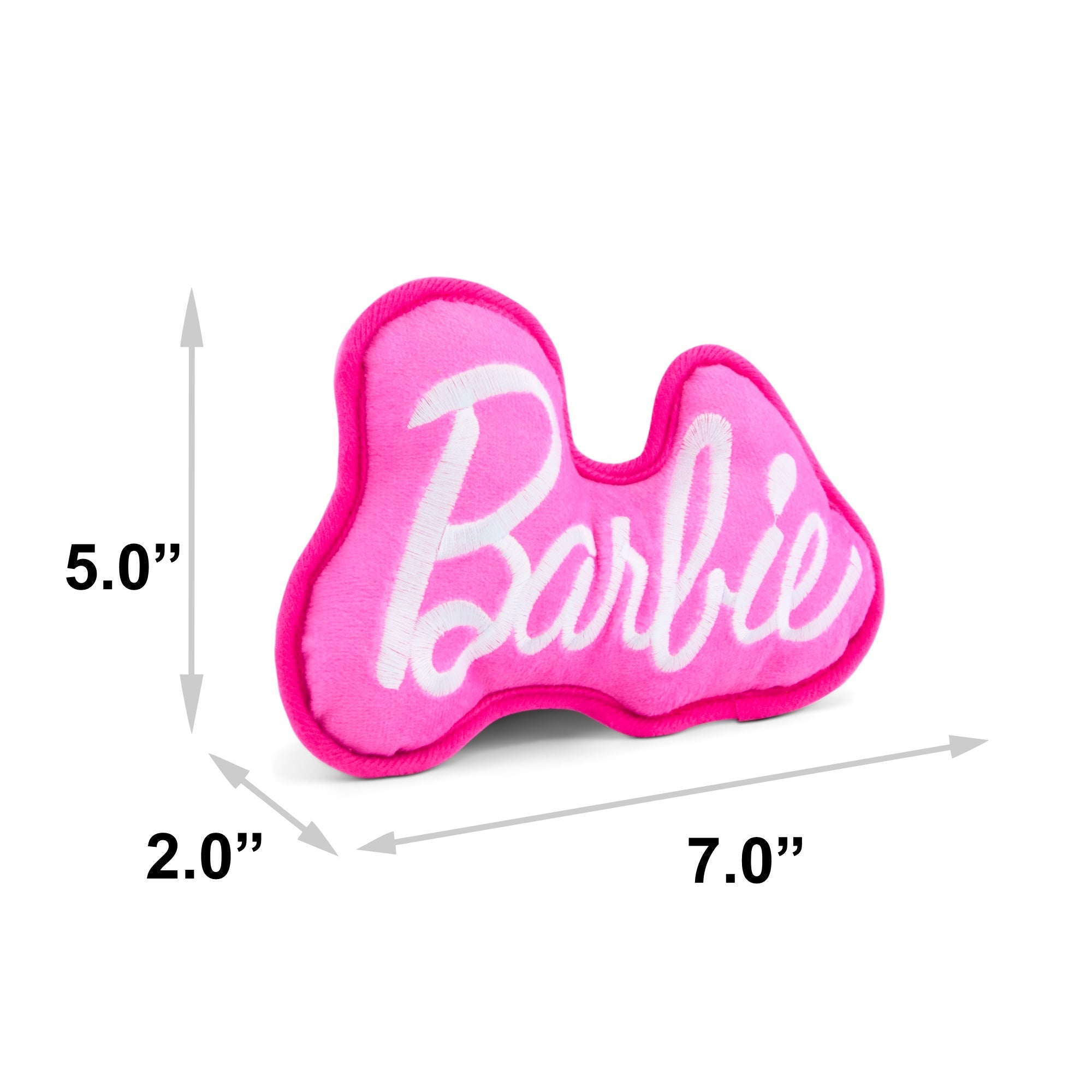 Dog Toy Squeaker Plush - Barbie Autograph Script Pink/White