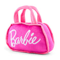 Load image into Gallery viewer, Dog Toy Squeaker Plush - Barbie Silhouette and Autograph Script Handbag Replica Pink/White
