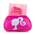 Load image into Gallery viewer, Dog Toy Squeaker Plush - Barbie Silhouette and Autograph Script Handbag Replica Pink/White
