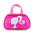 Load image into Gallery viewer, Dog Toy Squeaker Plush - Barbie Silhouette and Autograph Script Handbag Replica Pink/White
