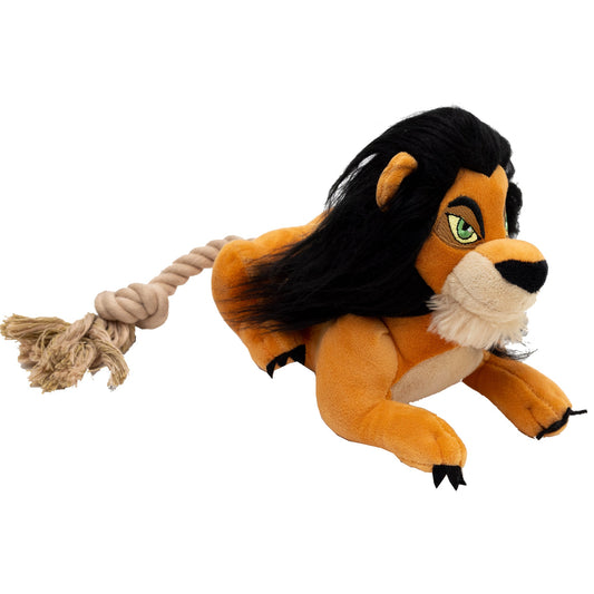 Dog Toy Squeaker Plush - Disney The Lion King Scar Full Body Pose with Rope Tail