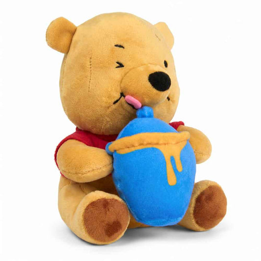 Dog Toy Squeaker Plush - Winnie the Pooh Winking Hunny Pot Sitting Pose