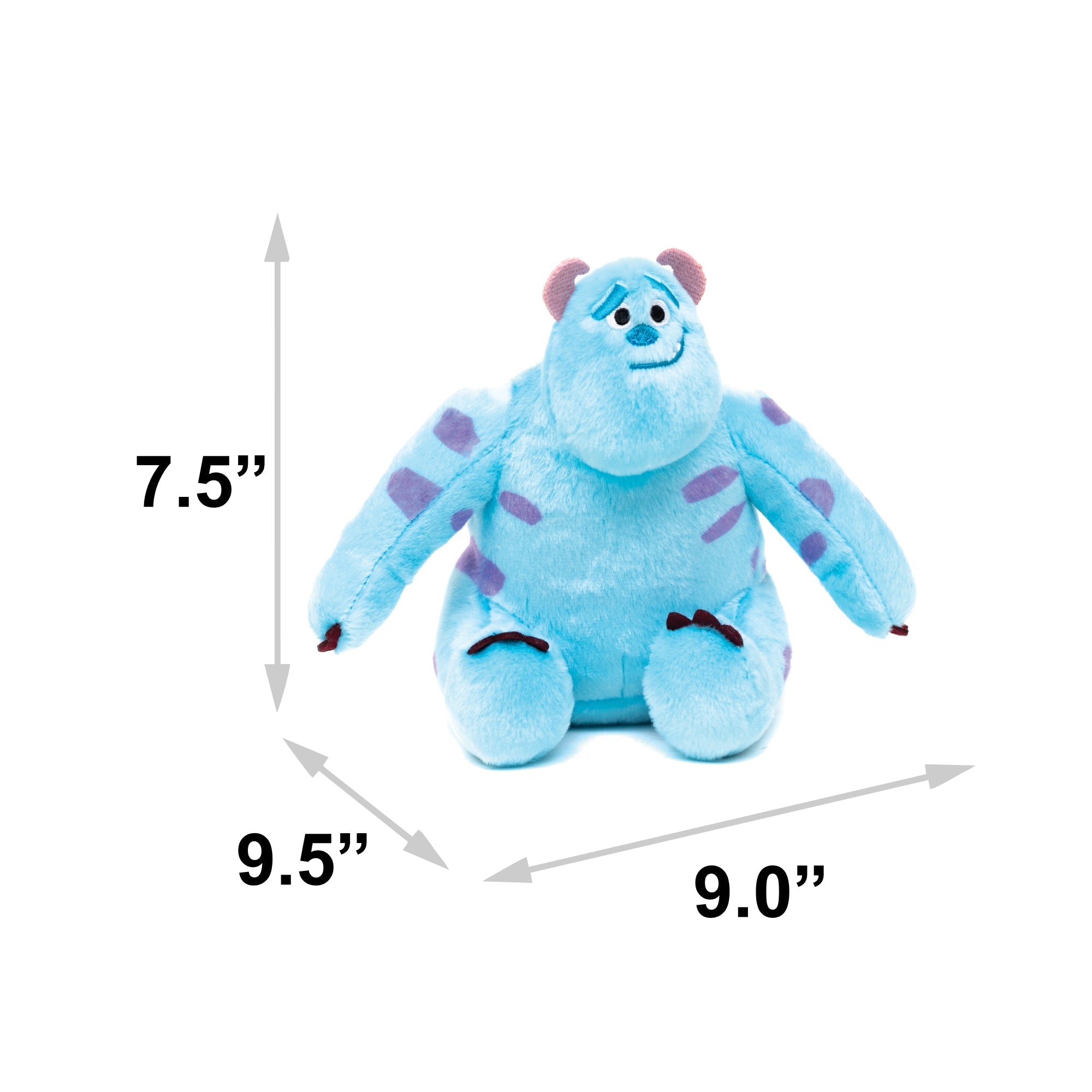 Dog Toy Squeaker Plush - Monsters, Inc. Furry Sulley Full Body Sitting Pose 